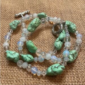 Turquoise necklace Med chunky Crystal spacers luxury luck western country New